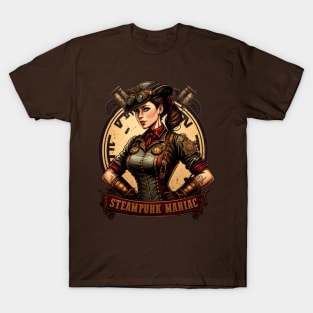 Steampunk Maniac Woman Engineer Mechanic T-Shirt